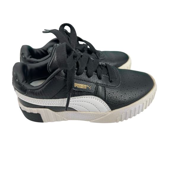 Puma Carina Platform Black Leather Sneakers Toddler Girl’s US Size 12C - Picture 2 of 8